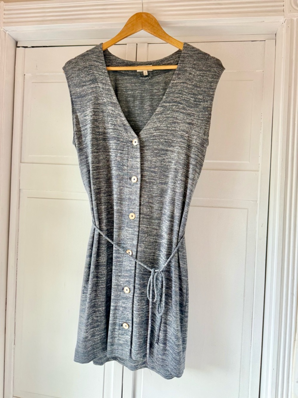 Wilfred Free Heather Gray Sleeveless Button-Front Midi Dress